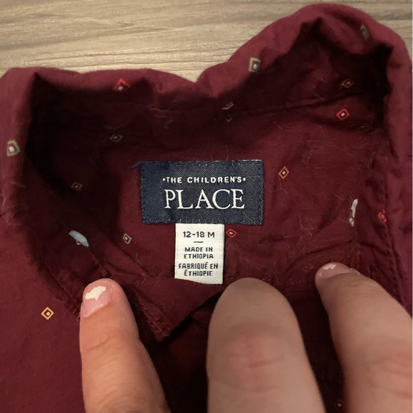 The Children's Place Maroon with speckled print Casual Button Down Shirt size 2T - Picture 4 of 4